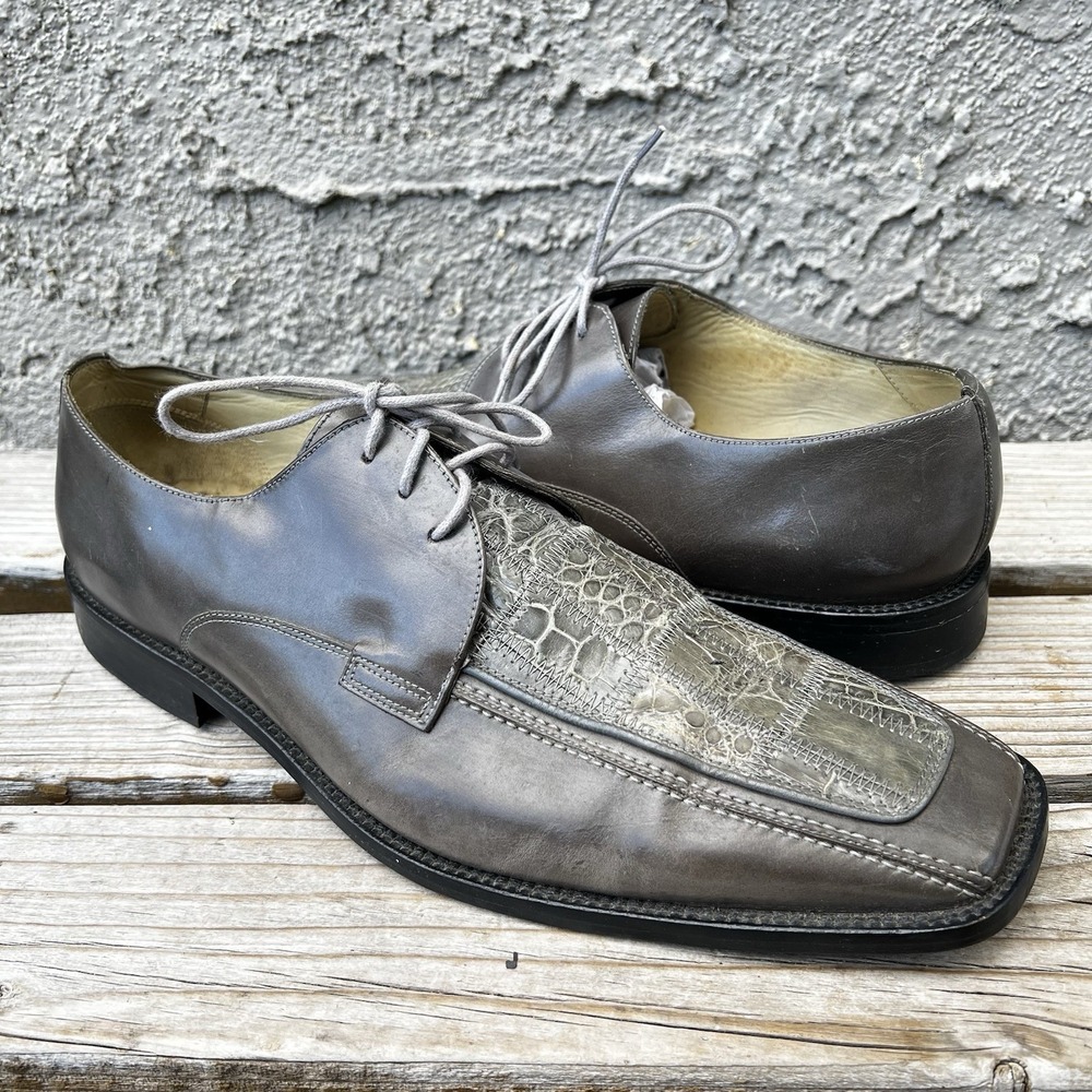 Steve Harvey Shoes Men Size 11 Crocodile Lace Up Dress Shoes Genuine Leather